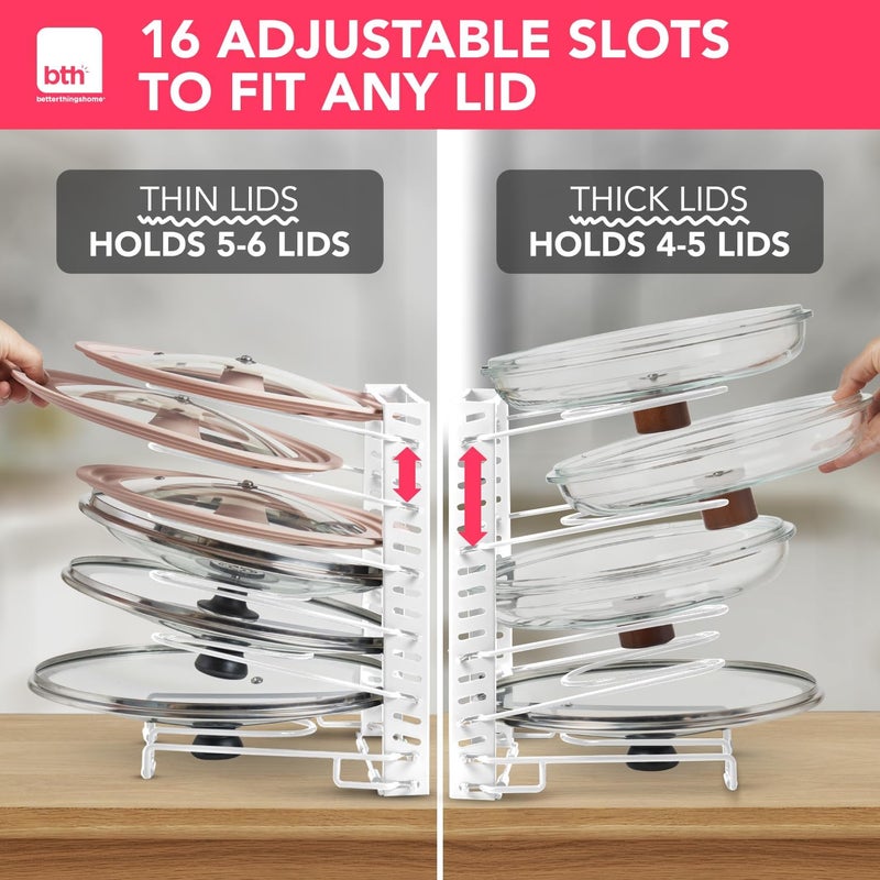 Better Things Home Free-Standing Adjustable Pot Lid Organizer for Cabinet - Kitchen Storage Rack 6 Adjustable Shelves, Pot Lid Holder, Pan and Pot Rack Organizer, Pantry & Inside Cabinet Organizer (13” Clearance) - Image 5